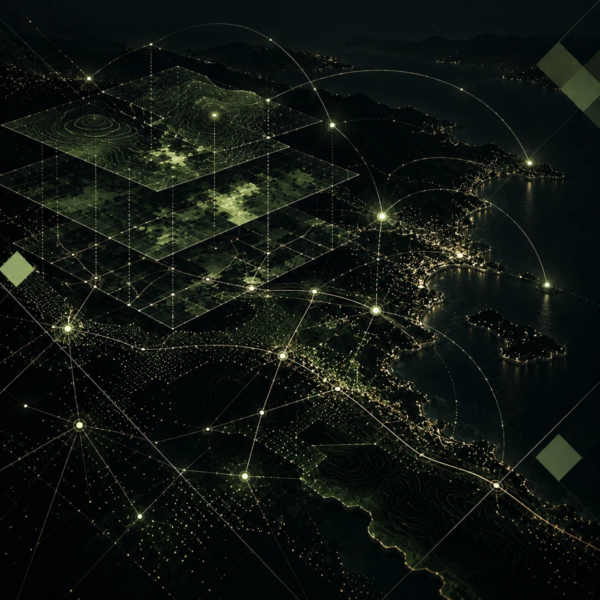 Layered GeoAI and spatial decision-support visualization